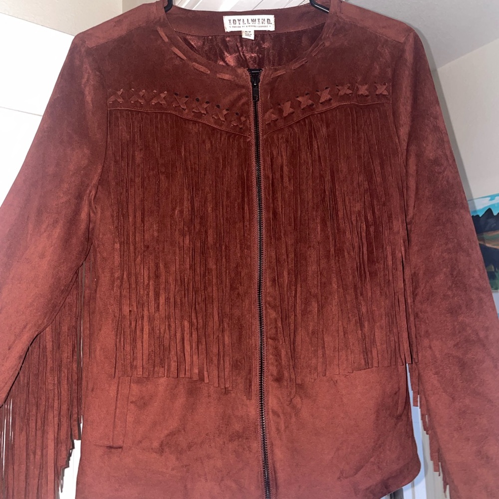 Idyllwind Finge Teracota Colored Zip Up Jacket Worn Once